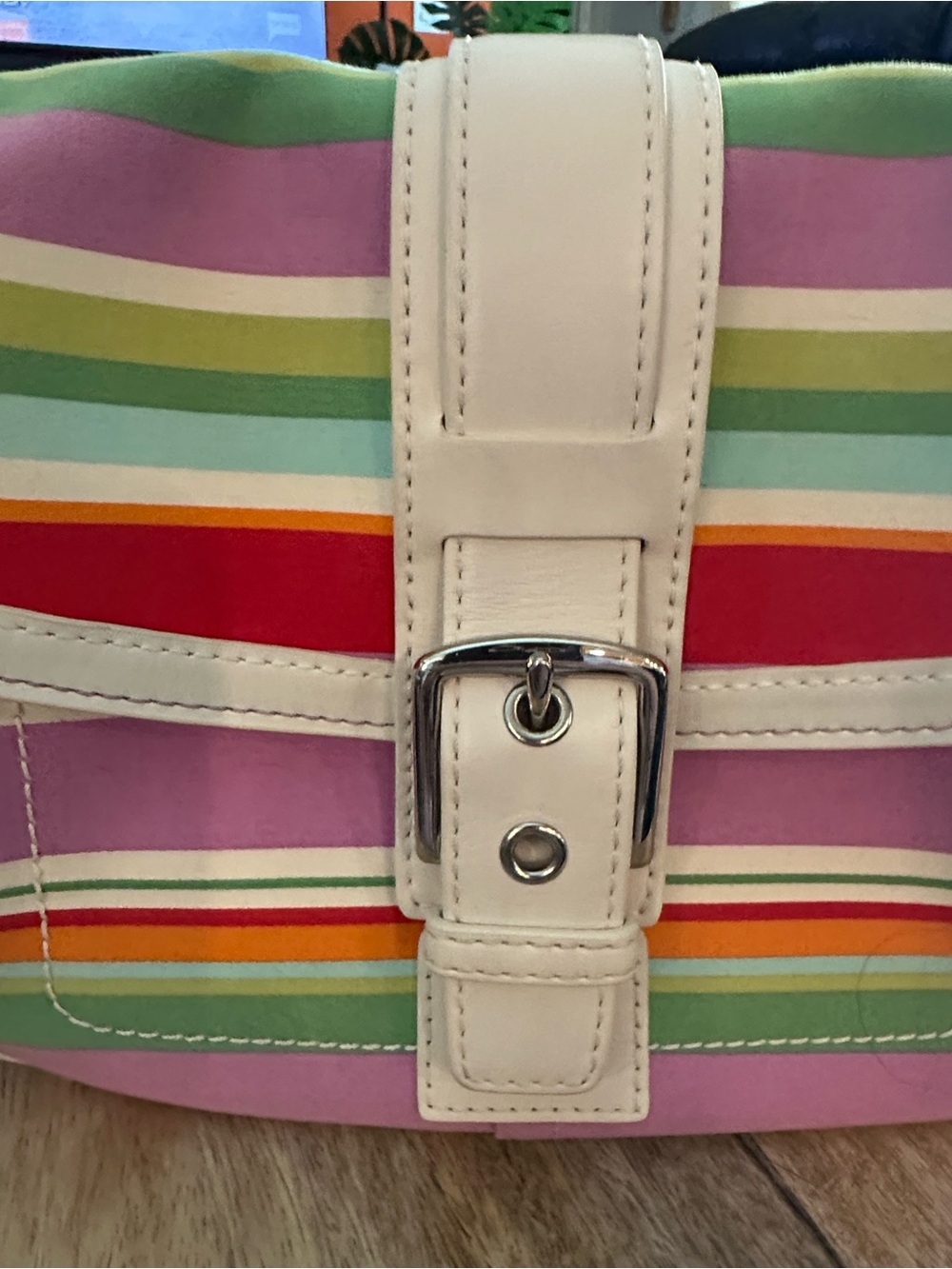 Coach Hampton  Flap Convertible Multicolor Striped Crossbody - Picture 2 of 12
